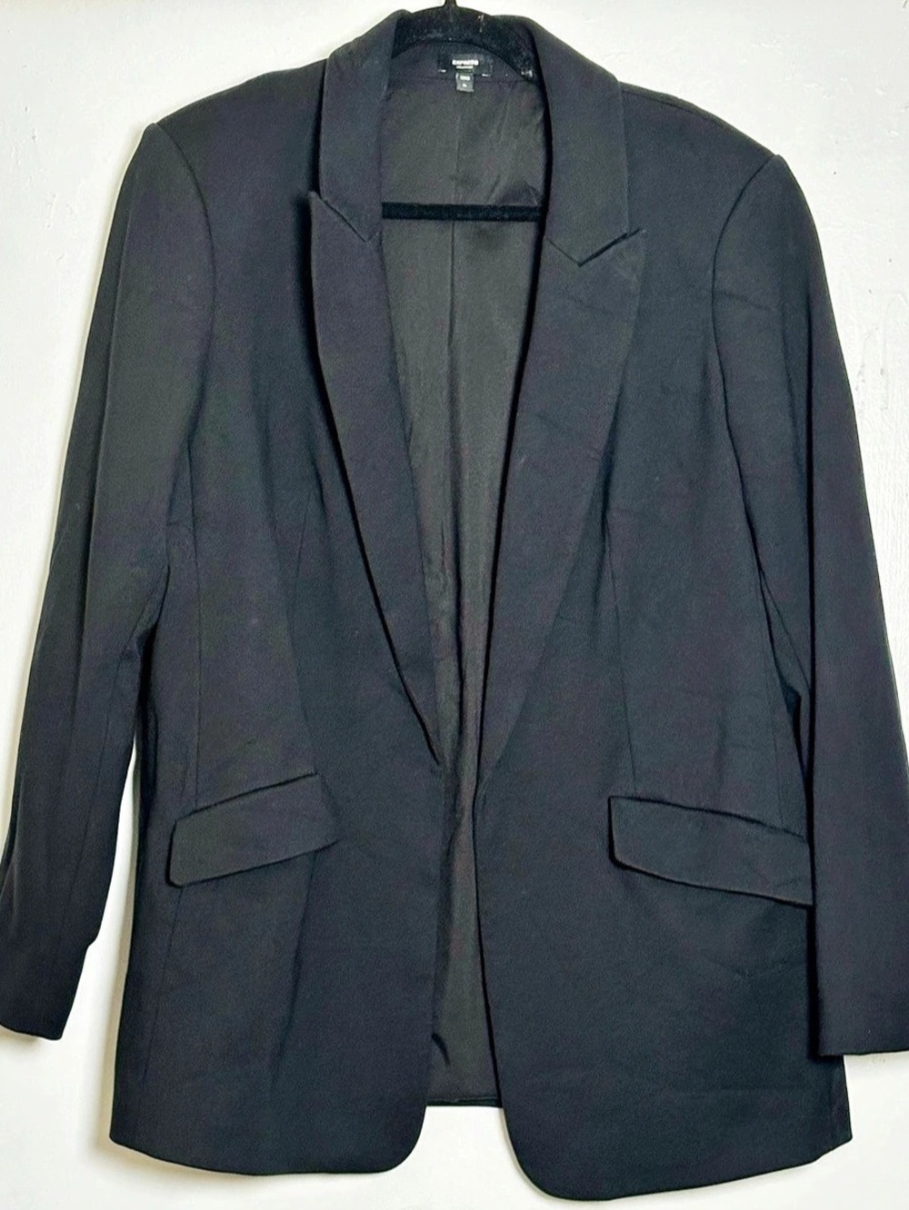 Express Columnist Open Front Boyfriend Blazer Black Size XL